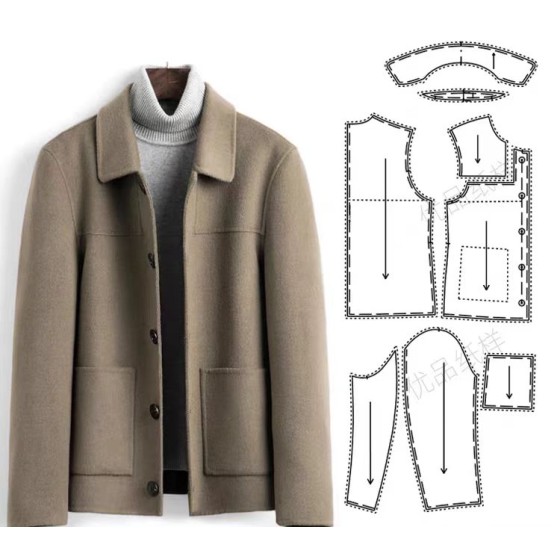 Autumn-Winter premium minimalist versatile casual wool coat for men, comfortable and warm solid color fashionable lapel lambswool jacket.