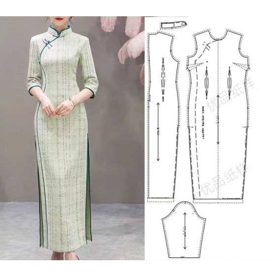 Elegant yet understated cheongsam suitable for daily commute, youthful mid-sleeve style from the autumn collection. Fashionable new long design with a slimming effect.