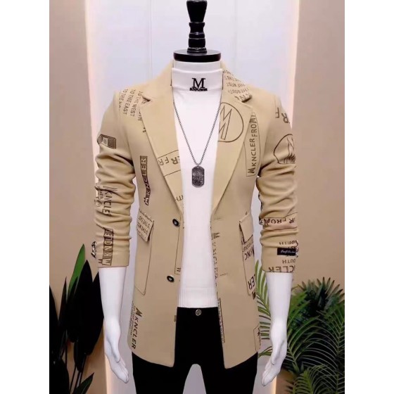 Men's Streetwear Letter Coat - Winter Korean Style British Trench Mid-length Wool Blend Slim-fit Premium Overcoat